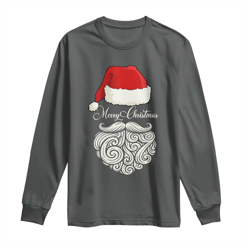 6 7 Xmas 67 Santa Six Seven Meme Merry Christmas Long Sleeve Shirt - Wonder Print Shop