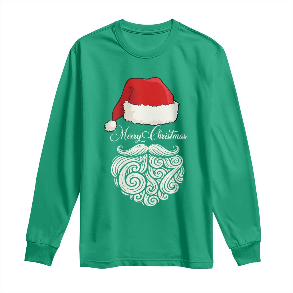6 7 Xmas 67 Santa Six Seven Meme Merry Christmas Long Sleeve Shirt - Wonder Print Shop