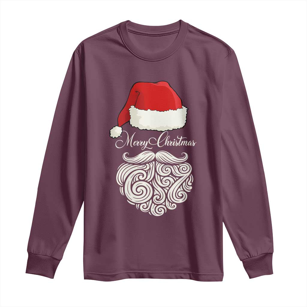 6 7 Xmas 67 Santa Six Seven Meme Merry Christmas Long Sleeve Shirt - Wonder Print Shop