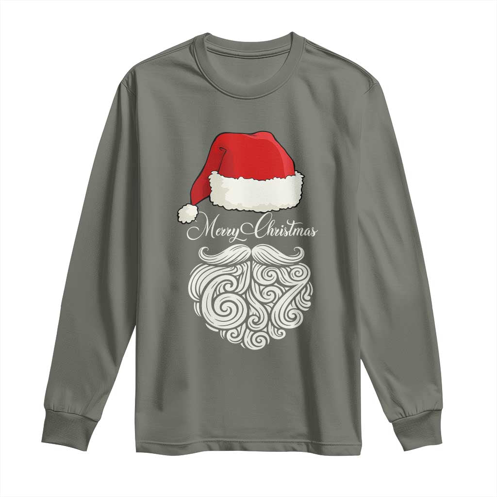 6 7 Xmas 67 Santa Six Seven Meme Merry Christmas Long Sleeve Shirt - Wonder Print Shop
