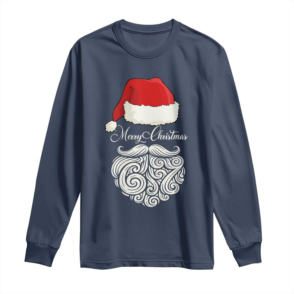 6 7 Xmas 67 Santa Six Seven Meme Merry Christmas Long Sleeve Shirt - Wonder Print Shop