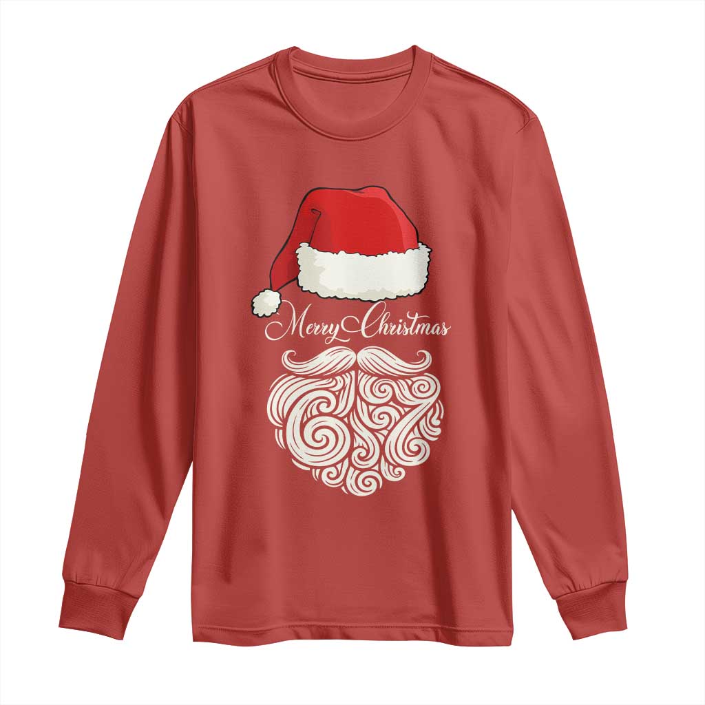 6 7 Xmas 67 Santa Six Seven Meme Merry Christmas Long Sleeve Shirt - Wonder Print Shop