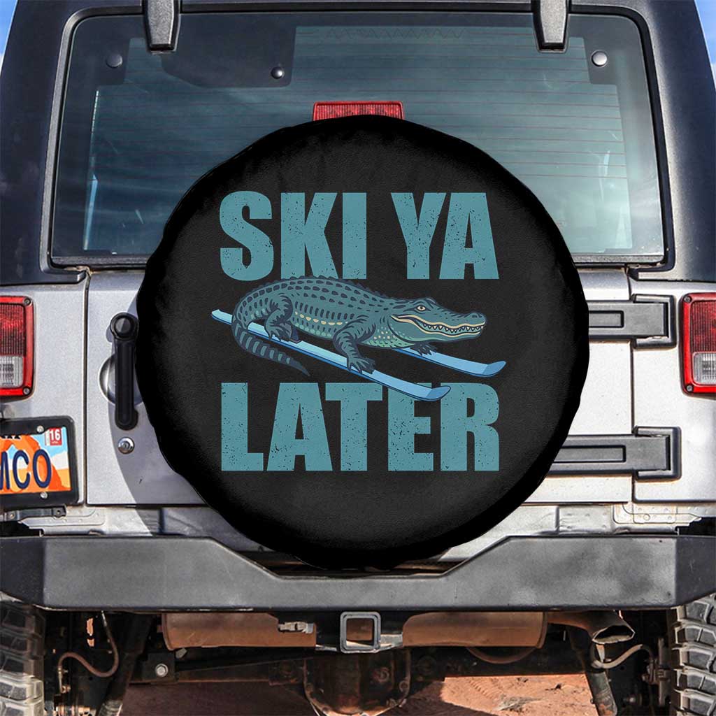 Funny Skiing Alligator Spare Tire Cover Ski Ya Later Skier Winter Sport - Wonder Print Shop
