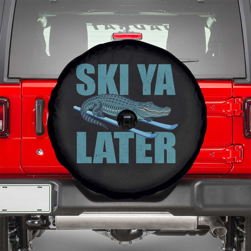 Funny Skiing Alligator Spare Tire Cover Ski Ya Later Skier Winter Sport - Wonder Print Shop