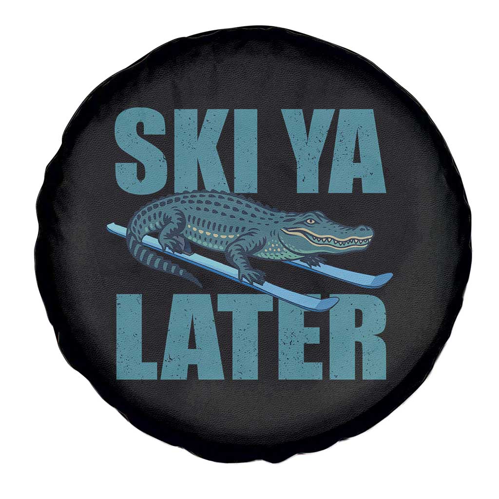 Funny Skiing Alligator Spare Tire Cover Ski Ya Later Skier Winter Sport - Wonder Print Shop