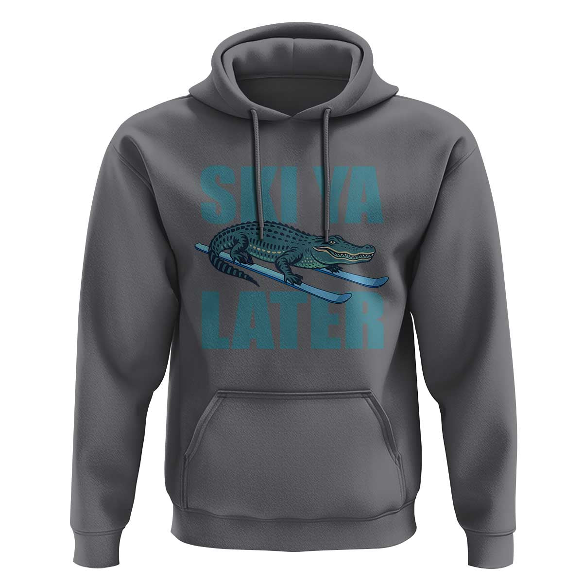 Funny Skiing Alligator Hoodie Ski Ya Later Skier Winter Sport - Wonder Print Shop