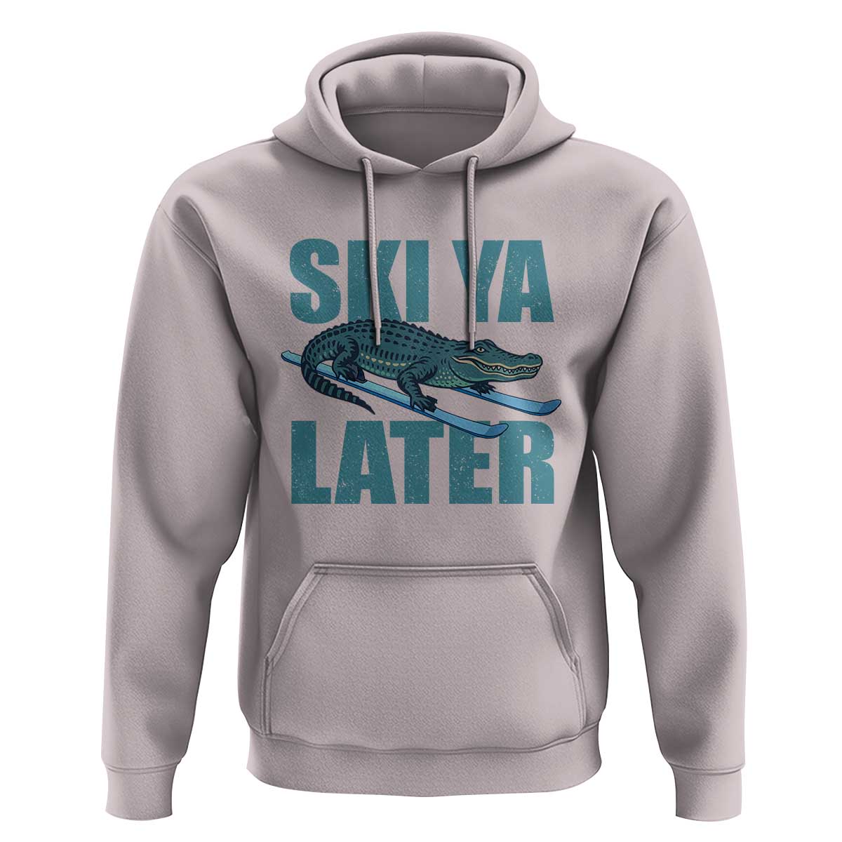 Funny Skiing Alligator Hoodie Ski Ya Later Skier Winter Sport - Wonder Print Shop