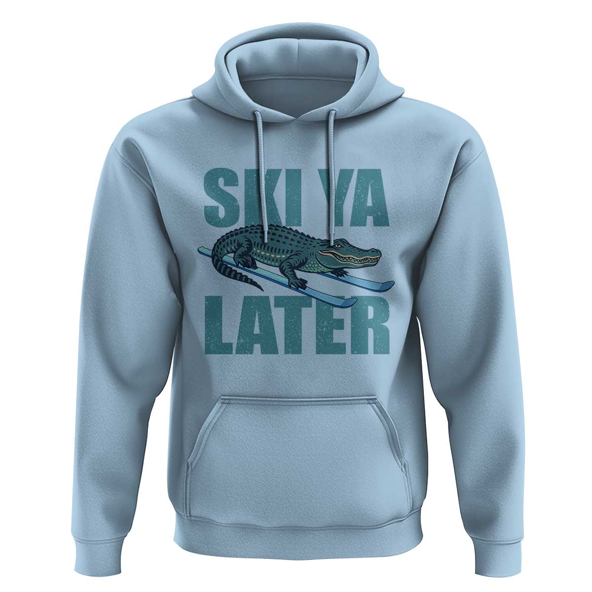 Funny Skiing Alligator Hoodie Ski Ya Later Skier Winter Sport - Wonder Print Shop