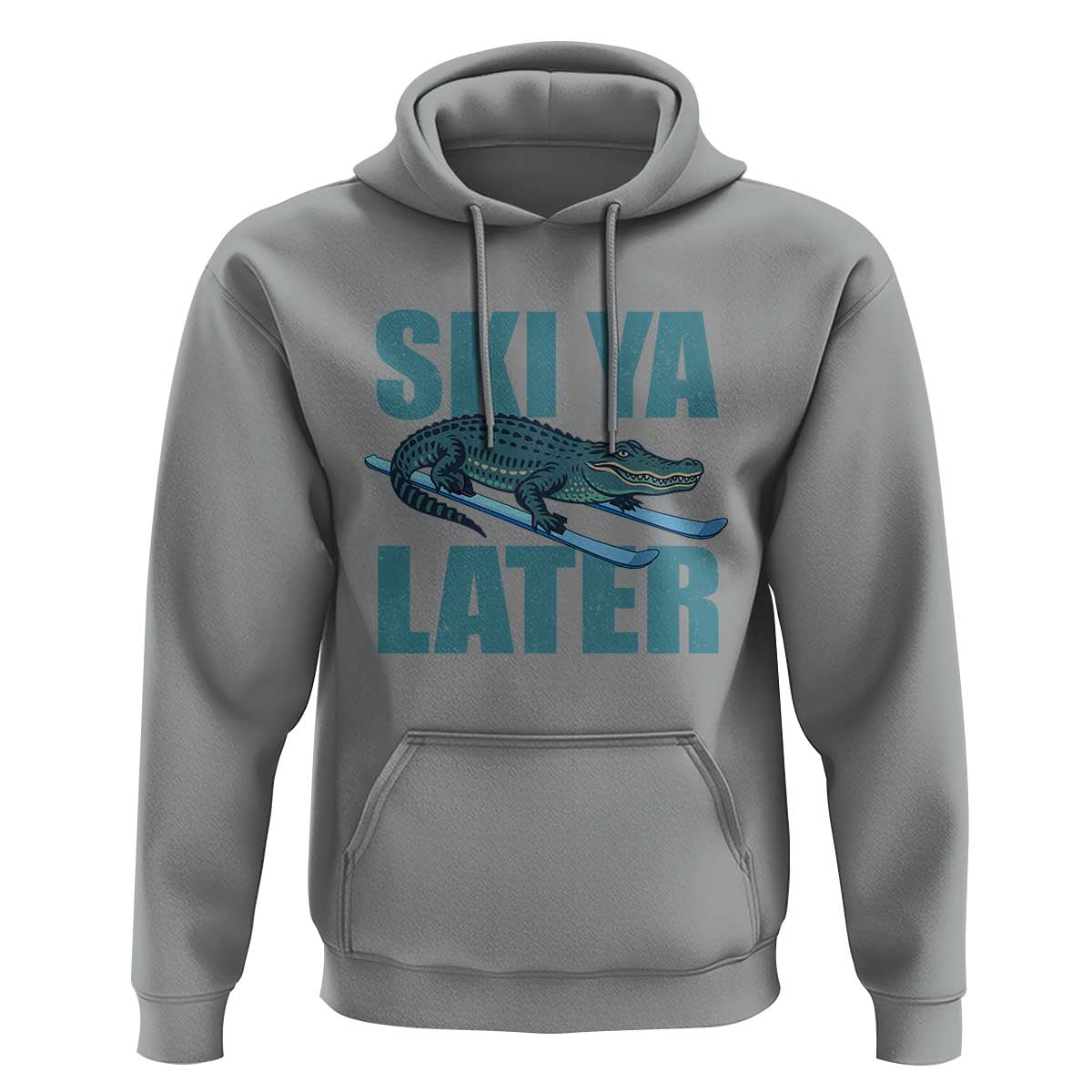 Funny Skiing Alligator Hoodie Ski Ya Later Skier Winter Sport - Wonder Print Shop