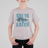Funny Skiing Alligator T Shirt For Kid Ski Ya Later Skier Winter Sport - Wonder Print Shop