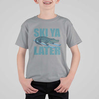 Funny Skiing Alligator T Shirt For Kid Ski Ya Later Skier Winter Sport - Wonder Print Shop