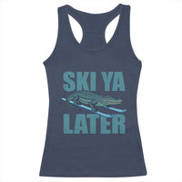 Funny Skiing Alligator Racerback Tank Top Ski Ya Later Skier Winter Sport - Wonder Print Shop