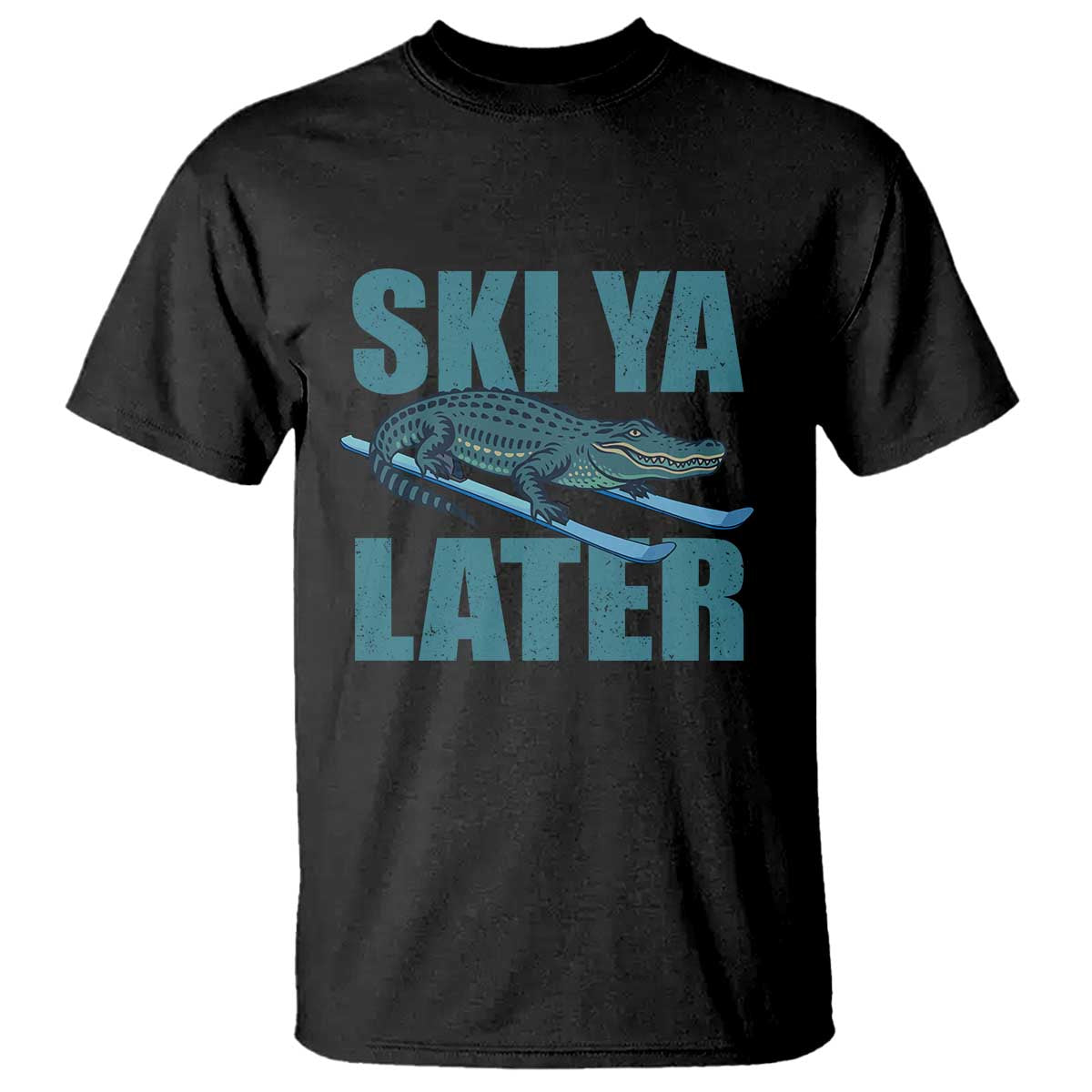 Funny Skiing Alligator T Shirt Ski Ya Later Skier Winter Sport - Wonder Print Shop