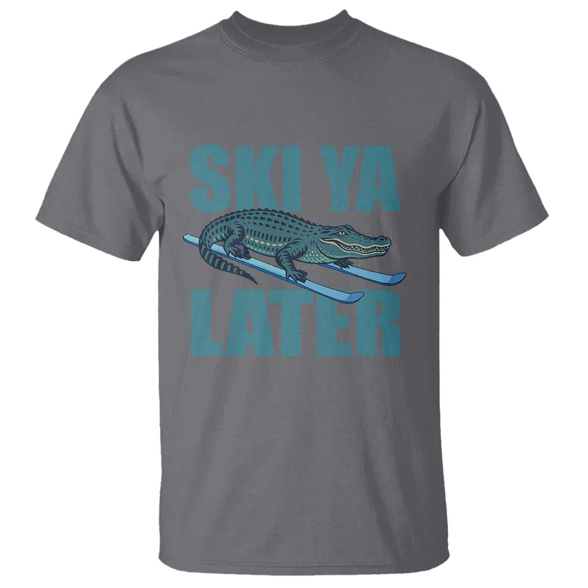 Funny Skiing Alligator T Shirt Ski Ya Later Skier Winter Sport - Wonder Print Shop