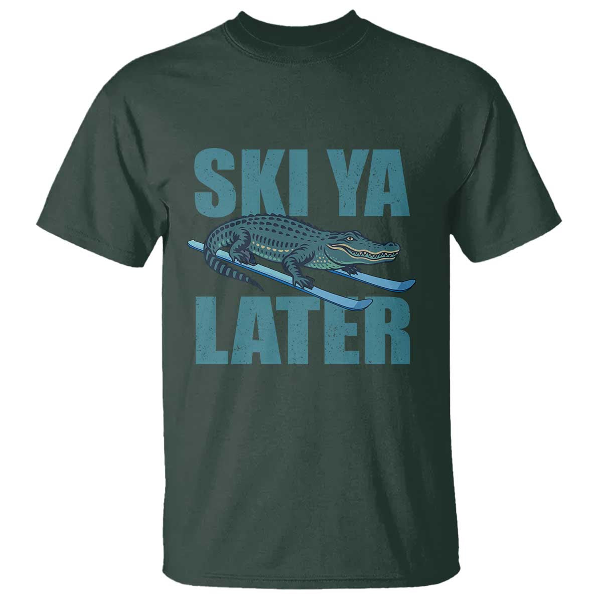 Funny Skiing Alligator T Shirt Ski Ya Later Skier Winter Sport - Wonder Print Shop