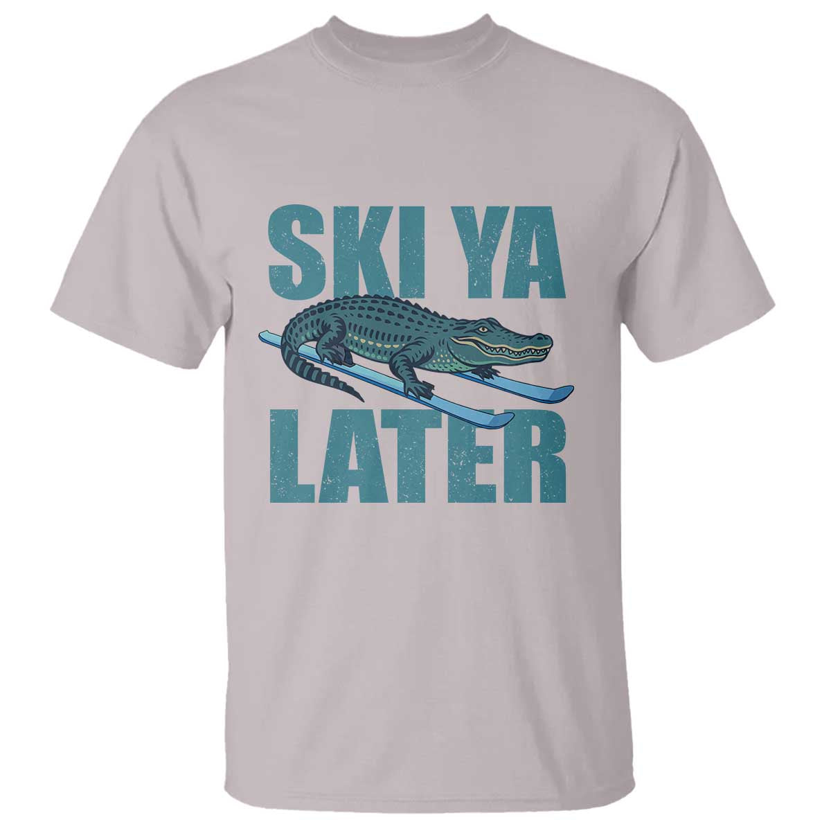 Funny Skiing Alligator T Shirt Ski Ya Later Skier Winter Sport - Wonder Print Shop