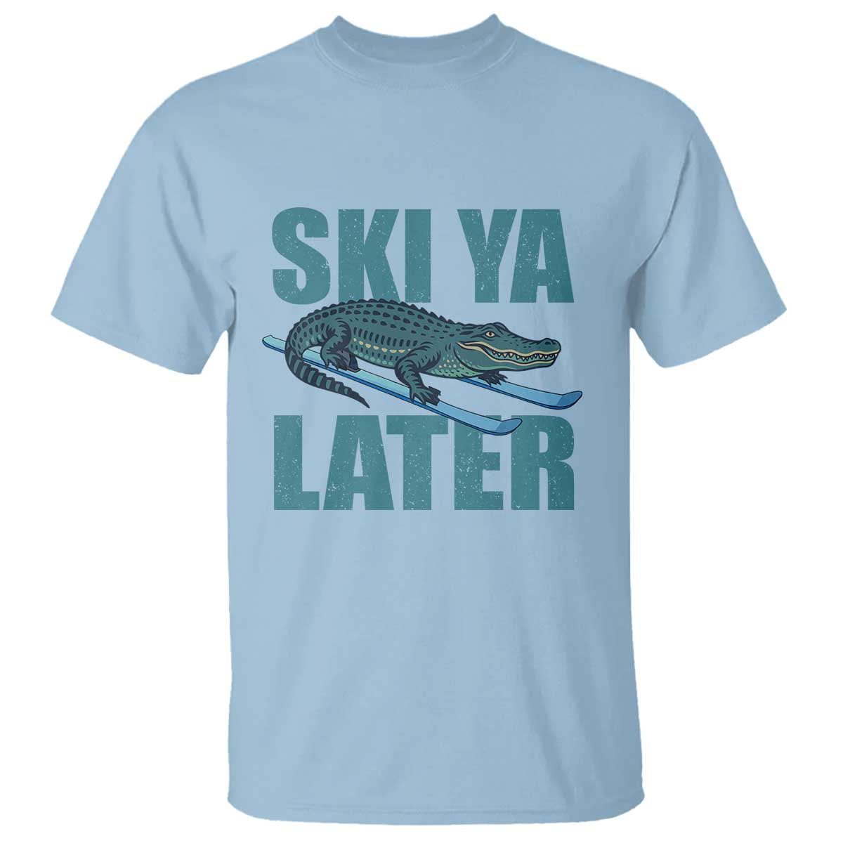 Funny Skiing Alligator T Shirt Ski Ya Later Skier Winter Sport - Wonder Print Shop