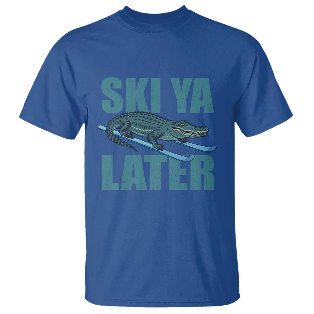 Funny Skiing Alligator T Shirt Ski Ya Later Skier Winter Sport - Wonder Print Shop