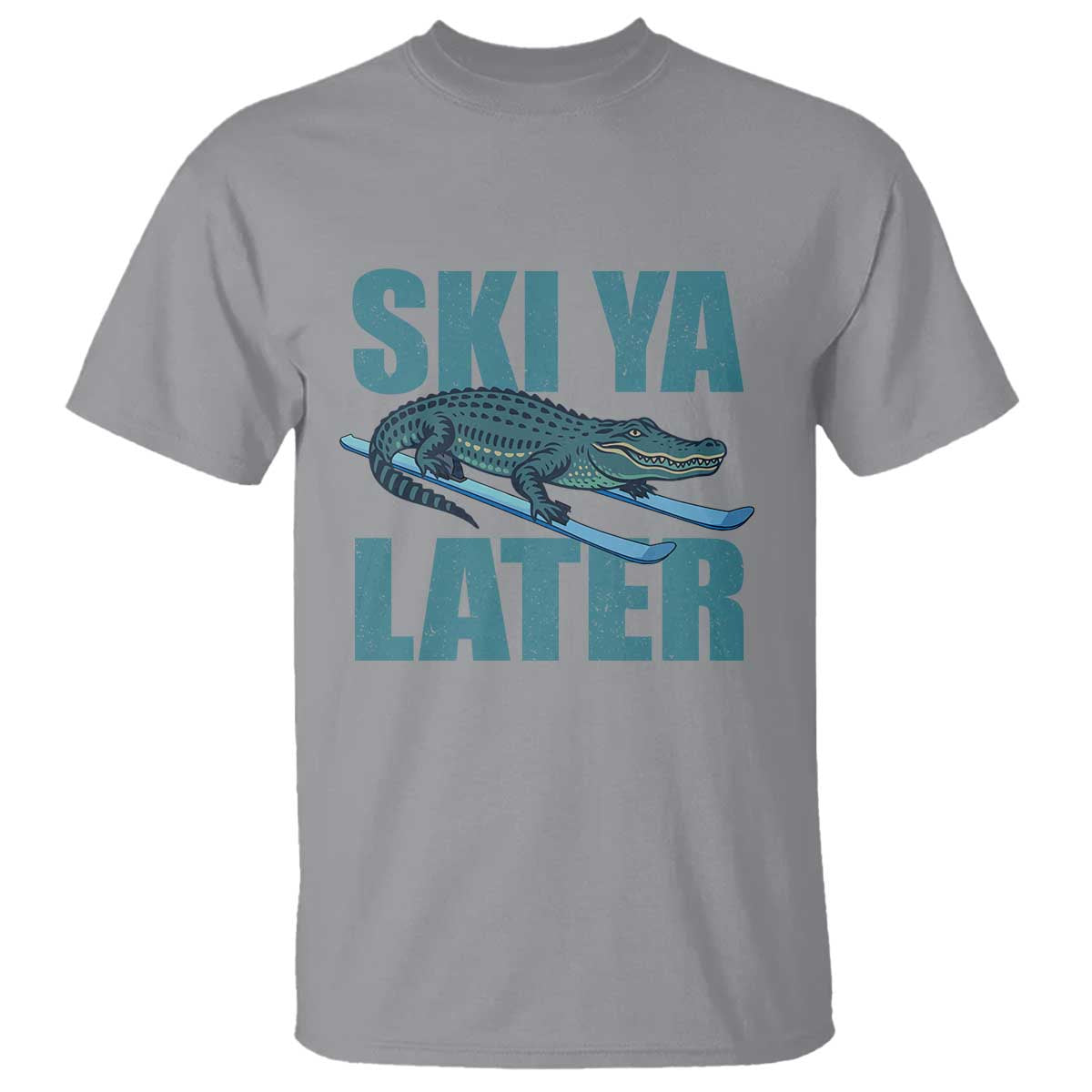 Funny Skiing Alligator T Shirt Ski Ya Later Skier Winter Sport - Wonder Print Shop
