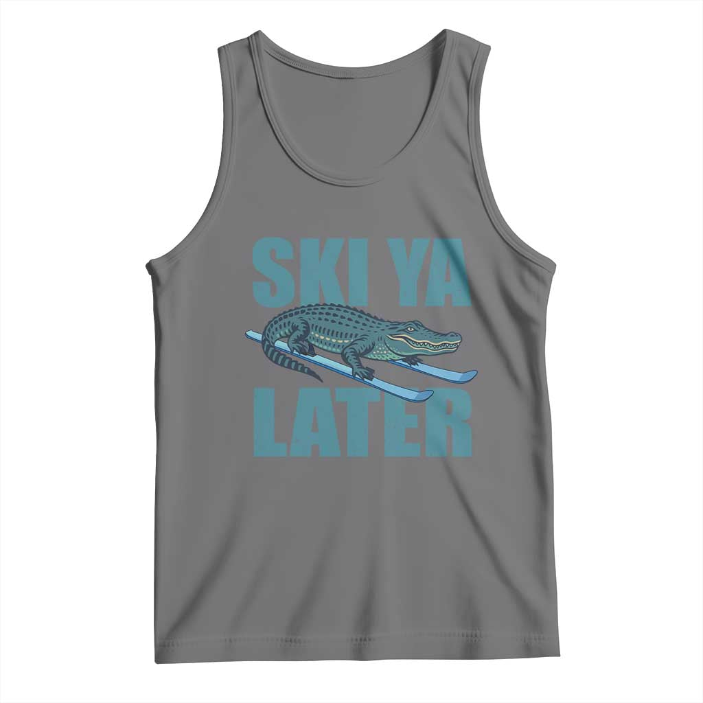 Funny Skiing Alligator Tank Top Ski Ya Later Skier Winter Sport - Wonder Print Shop