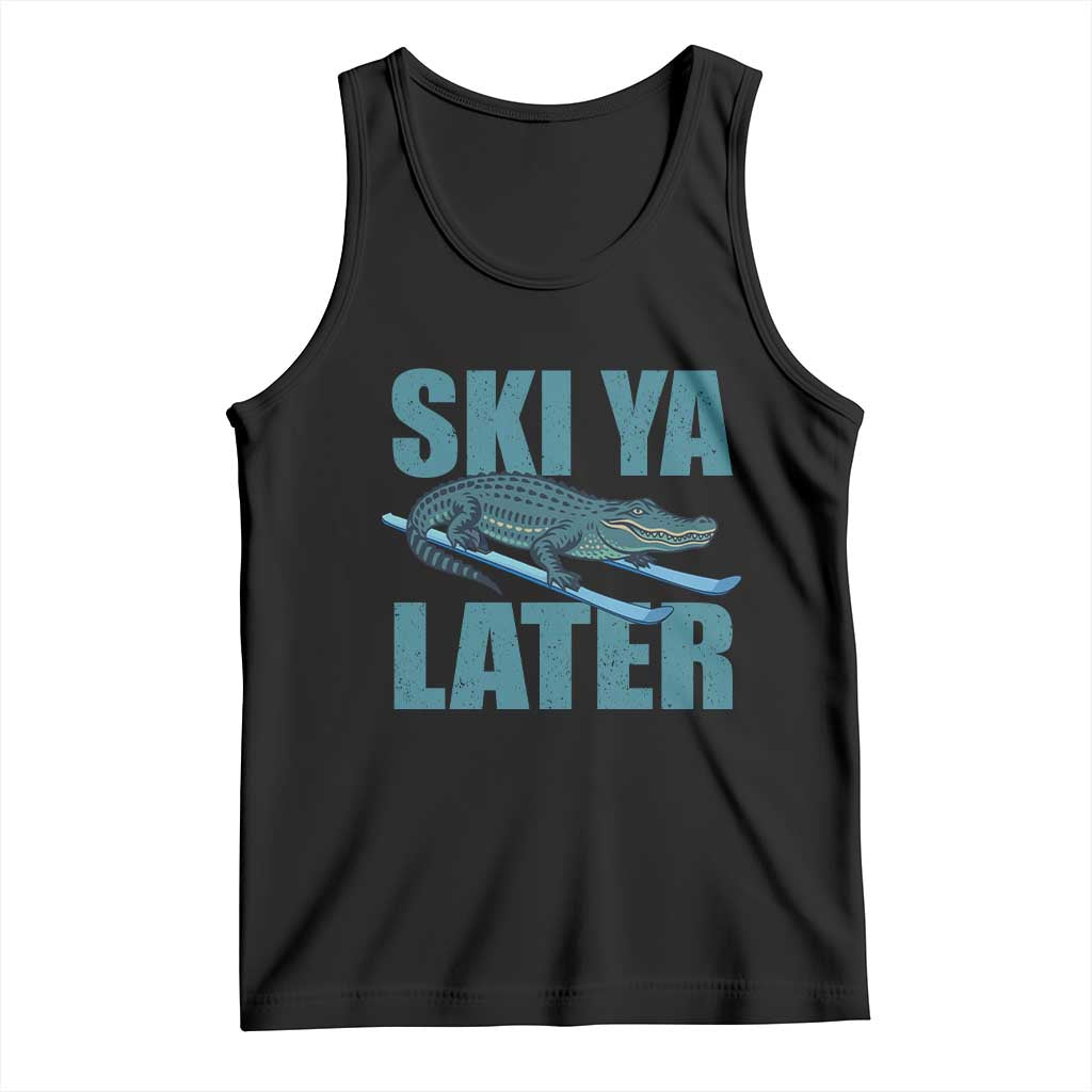 Funny Skiing Alligator Tank Top Ski Ya Later Skier Winter Sport - Wonder Print Shop