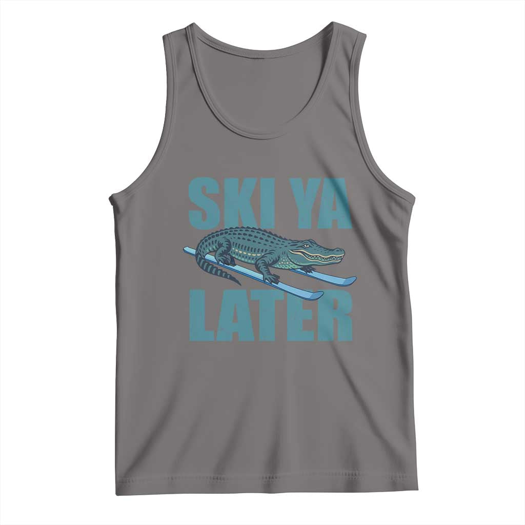 Funny Skiing Alligator Tank Top Ski Ya Later Skier Winter Sport - Wonder Print Shop