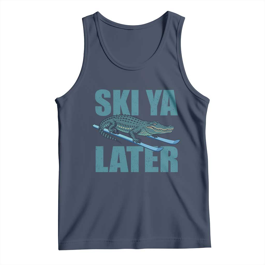 Funny Skiing Alligator Tank Top Ski Ya Later Skier Winter Sport - Wonder Print Shop