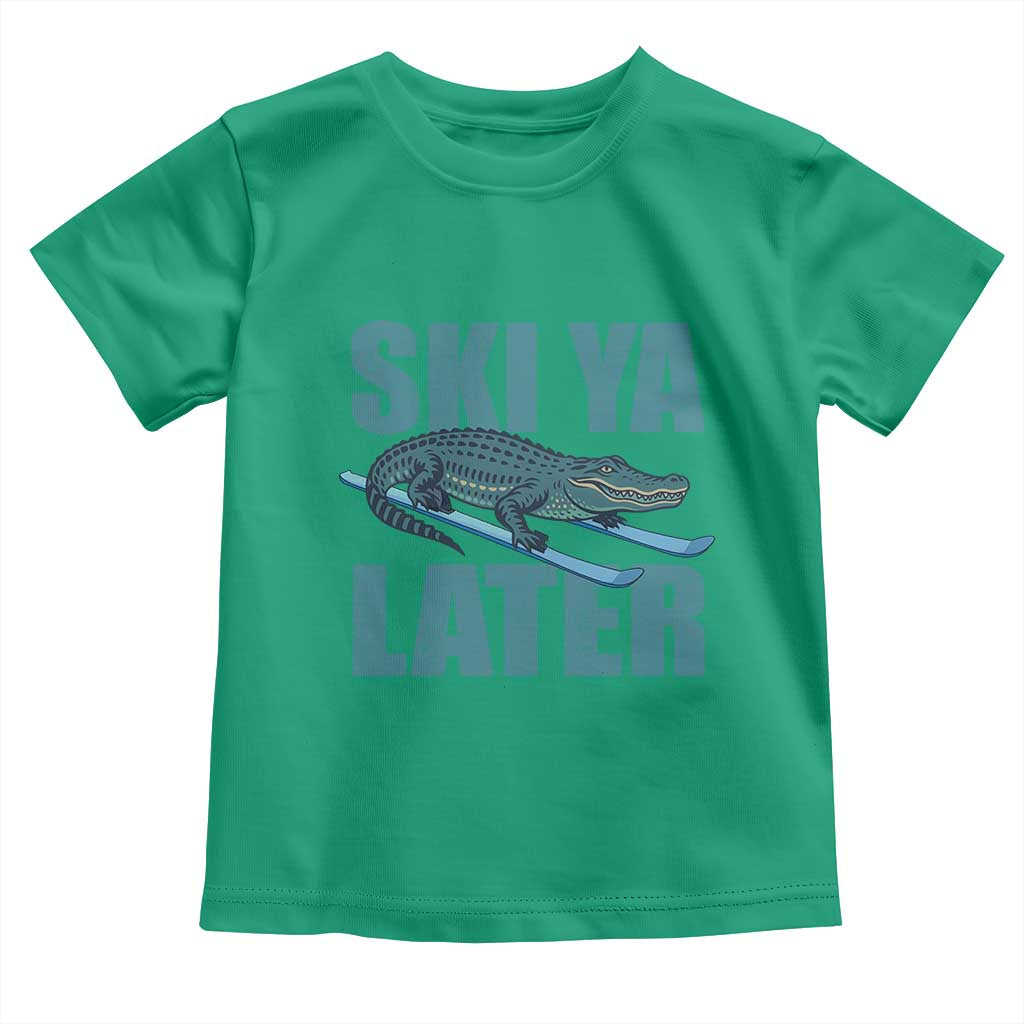 Funny Skiing Alligator Toddler T Shirt Ski Ya Later Skier Winter Sport - Wonder Print Shop