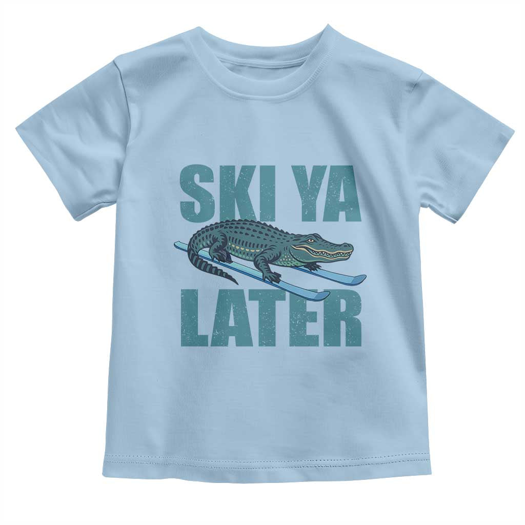 Funny Skiing Alligator Toddler T Shirt Ski Ya Later Skier Winter Sport - Wonder Print Shop