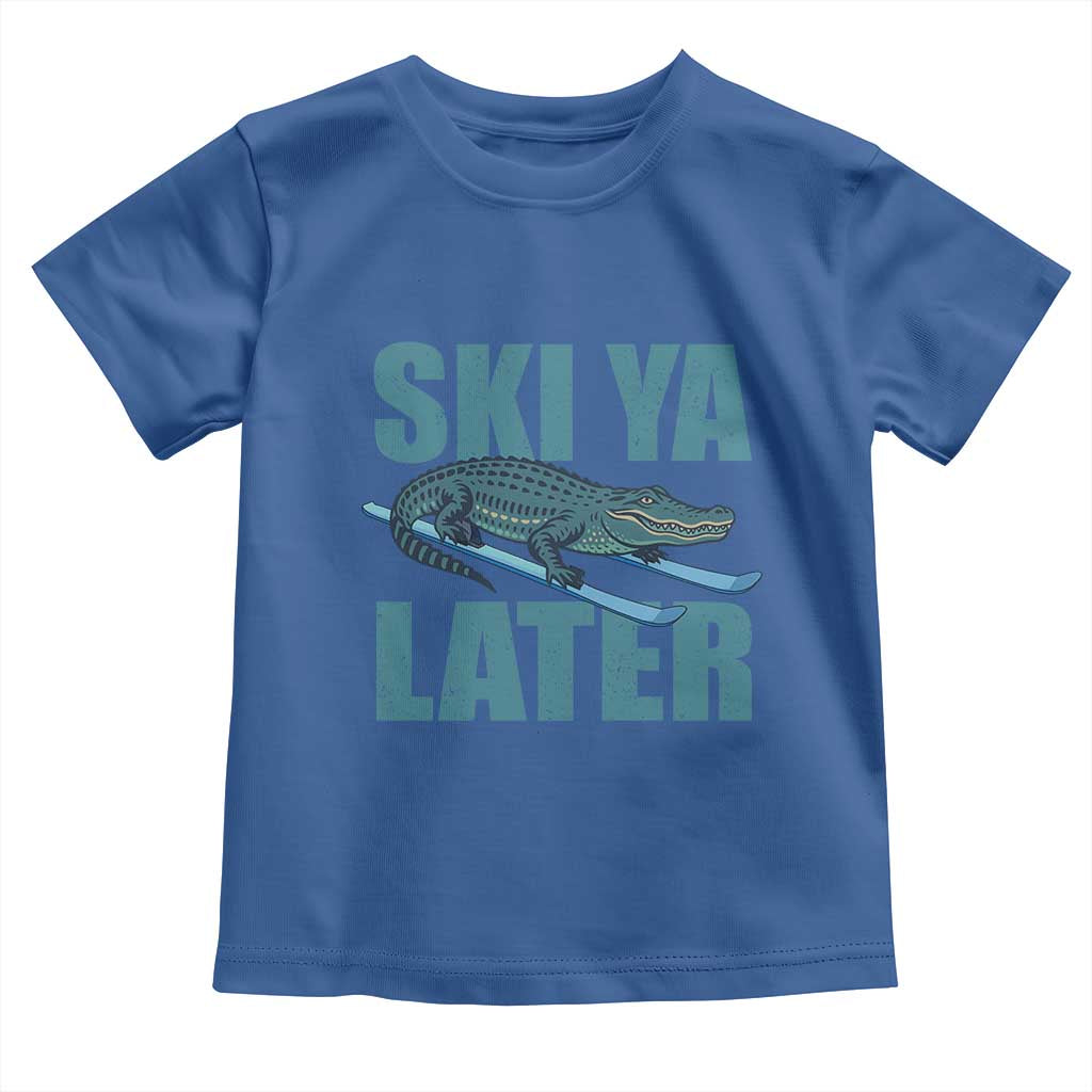 Funny Skiing Alligator Toddler T Shirt Ski Ya Later Skier Winter Sport - Wonder Print Shop