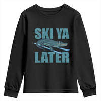 Funny Skiing Alligator Youth Sweatshirt Ski Ya Later Skier Winter Sport - Wonder Print Shop