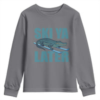 Funny Skiing Alligator Youth Sweatshirt Ski Ya Later Skier Winter Sport - Wonder Print Shop