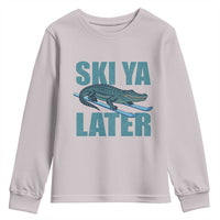 Funny Skiing Alligator Youth Sweatshirt Ski Ya Later Skier Winter Sport - Wonder Print Shop