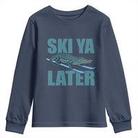 Funny Skiing Alligator Youth Sweatshirt Ski Ya Later Skier Winter Sport - Wonder Print Shop