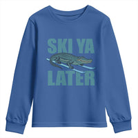 Funny Skiing Alligator Youth Sweatshirt Ski Ya Later Skier Winter Sport - Wonder Print Shop