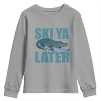 Funny Skiing Alligator Youth Sweatshirt Ski Ya Later Skier Winter Sport - Wonder Print Shop