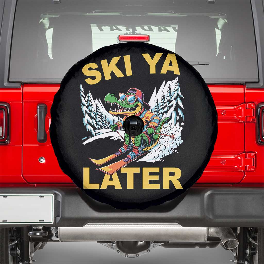 Funny Skiing Alligator Spare Tire Cover Ski Ya Later Skier Snow Mountain Winter Sport - Wonder Print Shop