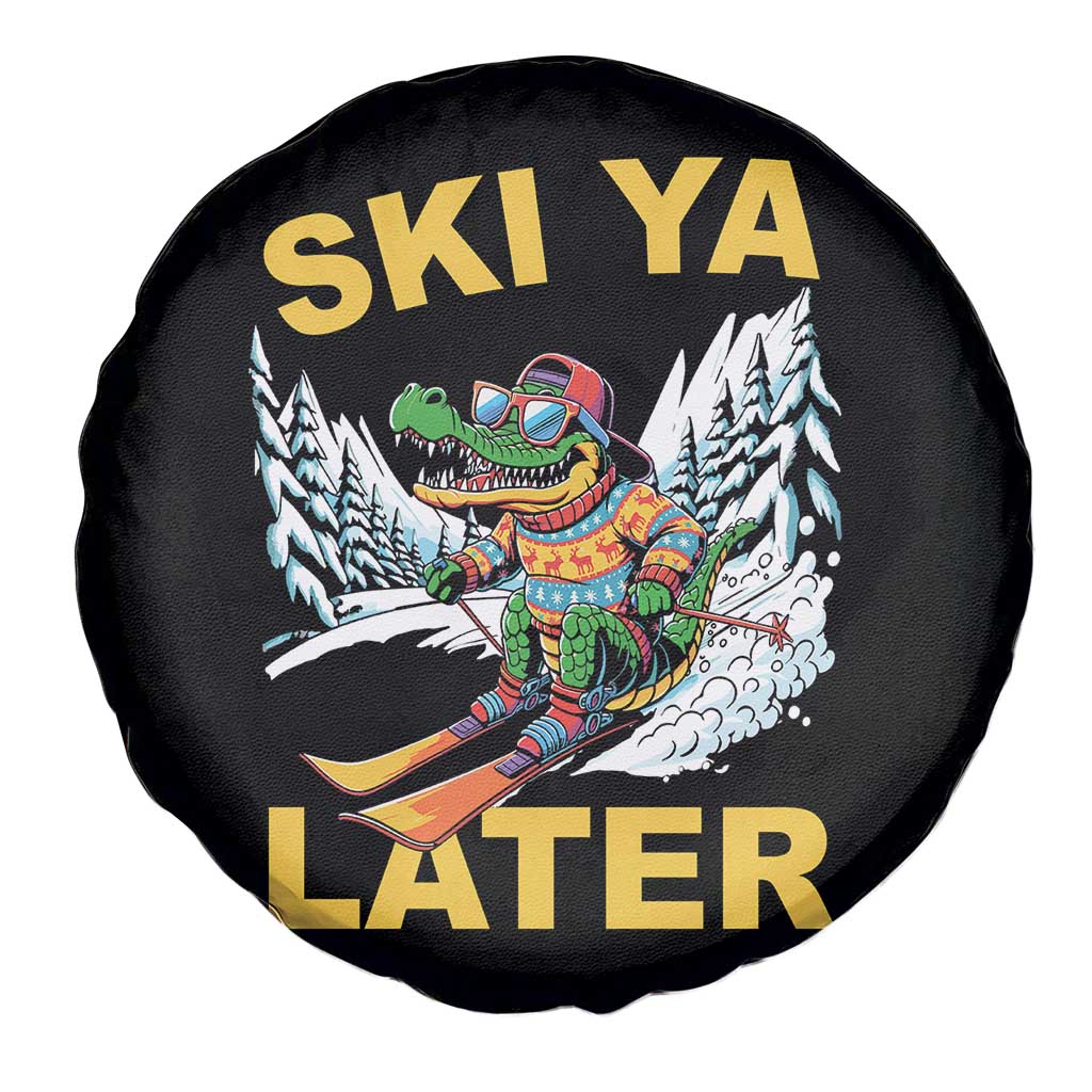 Funny Skiing Alligator Spare Tire Cover Ski Ya Later Skier Snow Mountain Winter Sport - Wonder Print Shop