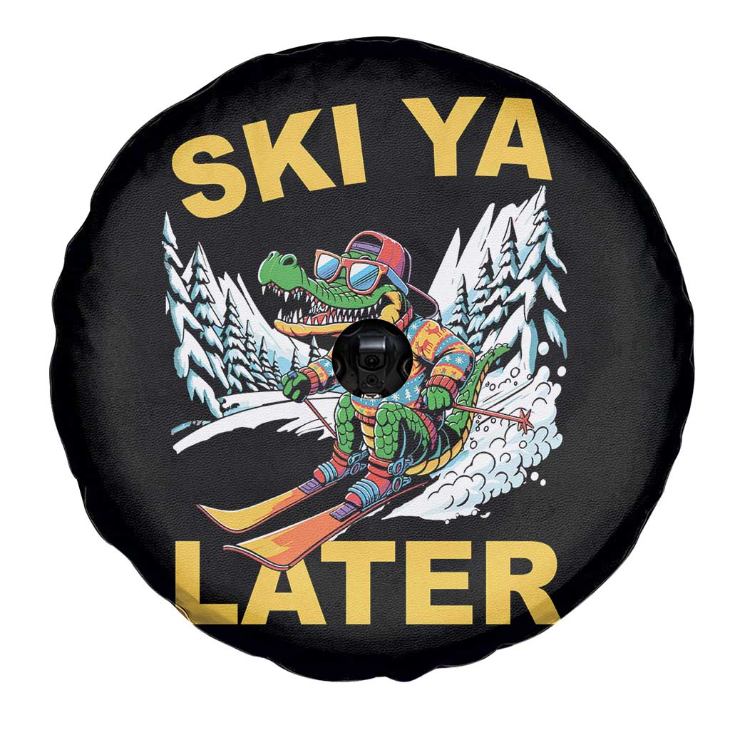 Funny Skiing Alligator Spare Tire Cover Ski Ya Later Skier Snow Mountain Winter Sport - Wonder Print Shop