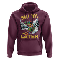 Funny Skiing Alligator Hoodie Ski Ya Later Skier Snow Mountain Winter Sport - Wonder Print Shop