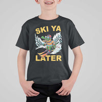 Funny Skiing Alligator T Shirt For Kid Ski Ya Later Skier Snow Mountain Winter Sport - Wonder Print Shop