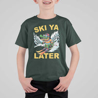 Funny Skiing Alligator T Shirt For Kid Ski Ya Later Skier Snow Mountain Winter Sport - Wonder Print Shop