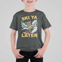 Funny Skiing Alligator T Shirt For Kid Ski Ya Later Skier Snow Mountain Winter Sport - Wonder Print Shop