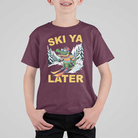 Funny Skiing Alligator T Shirt For Kid Ski Ya Later Skier Snow Mountain Winter Sport - Wonder Print Shop