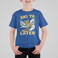 Funny Skiing Alligator T Shirt For Kid Ski Ya Later Skier Snow Mountain Winter Sport - Wonder Print Shop