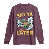 Funny Skiing Alligator Long Sleeve Shirt Ski Ya Later Skier Snow Mountain Winter Sport - Wonder Print Shop