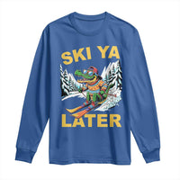 Funny Skiing Alligator Long Sleeve Shirt Ski Ya Later Skier Snow Mountain Winter Sport - Wonder Print Shop