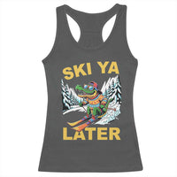 Funny Skiing Alligator Racerback Tank Top Ski Ya Later Skier Snow Mountain Winter Sport - Wonder Print Shop