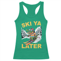 Funny Skiing Alligator Racerback Tank Top Ski Ya Later Skier Snow Mountain Winter Sport - Wonder Print Shop