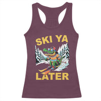 Funny Skiing Alligator Racerback Tank Top Ski Ya Later Skier Snow Mountain Winter Sport - Wonder Print Shop